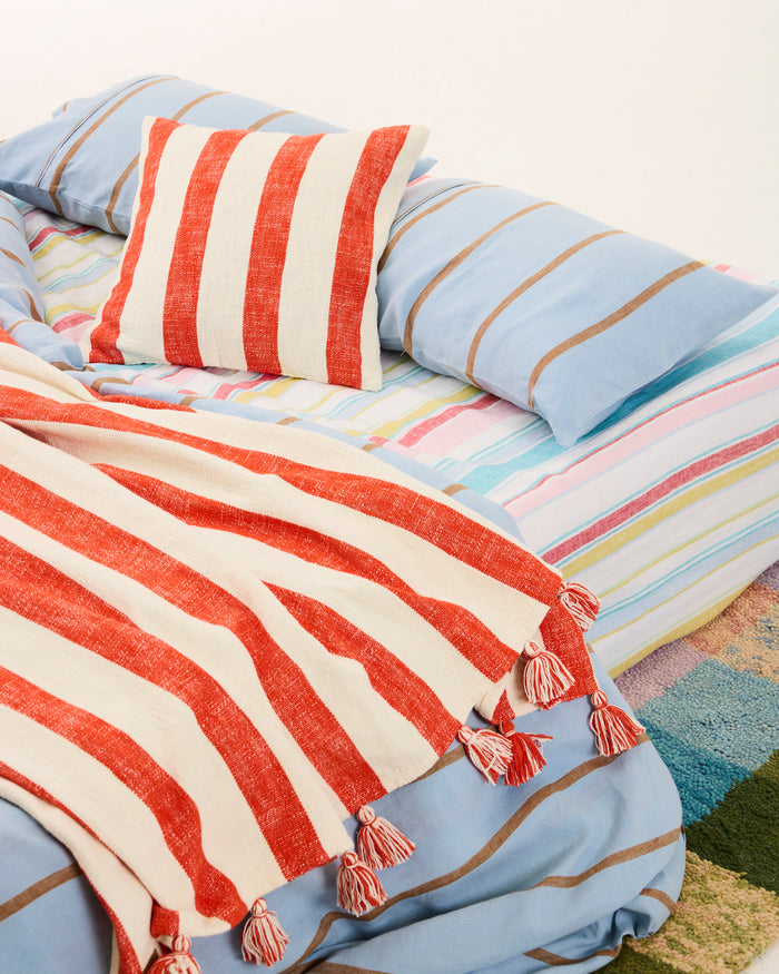 Roma Red Stripe Woven Throw