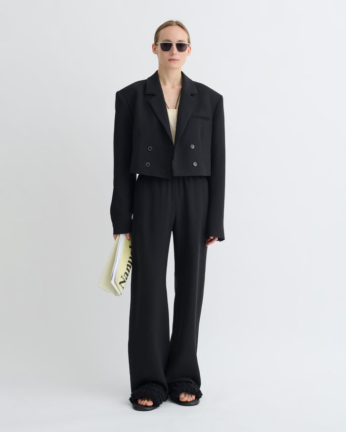 Rony - Cropped Crepe Twill Blazer - Black