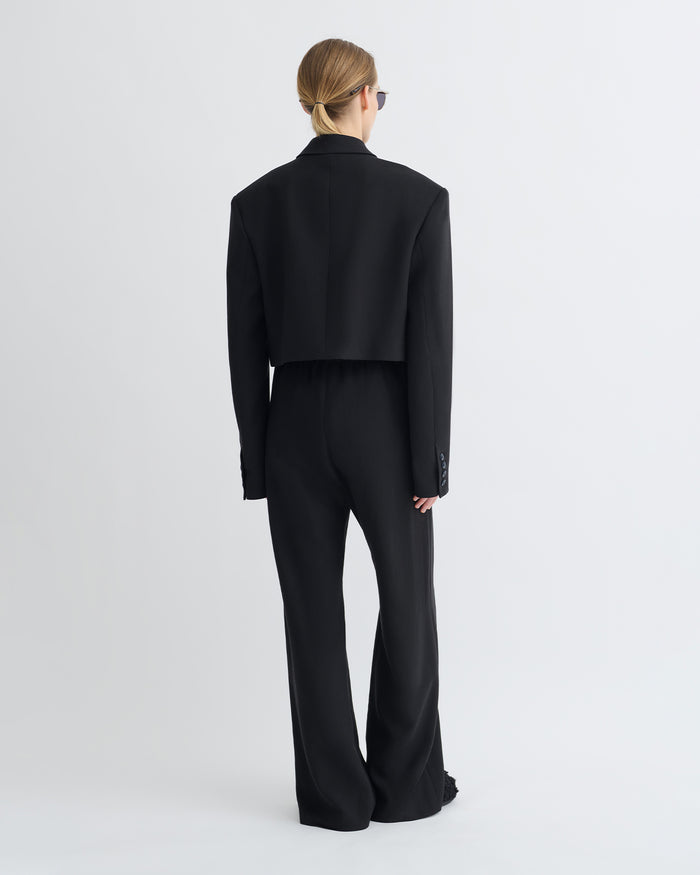 Rony - Cropped Crepe Twill Blazer - Black