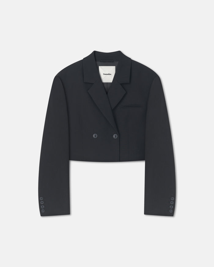 Rony - Cropped Crepe Twill Blazer - Black
