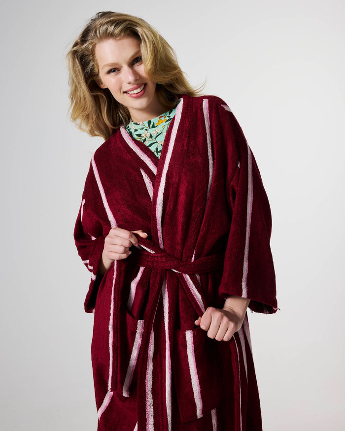 Ruby Rose Stripe Bamboo Terry Bath Robe