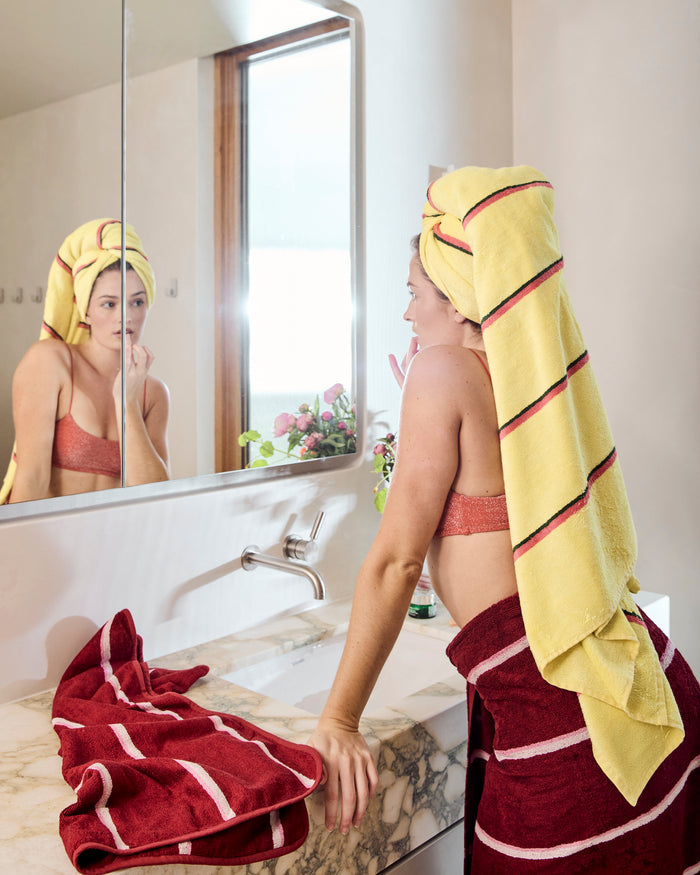 Ruby Rose Stripe Bamboo Terry Bath Sheet