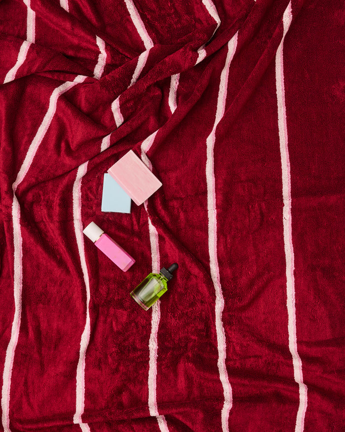 Ruby Rose Stripe Bamboo Terry Bath Towel