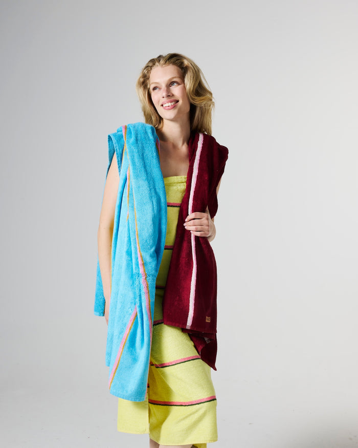 Ruby Rose Stripe Bamboo Terry Bath Towel