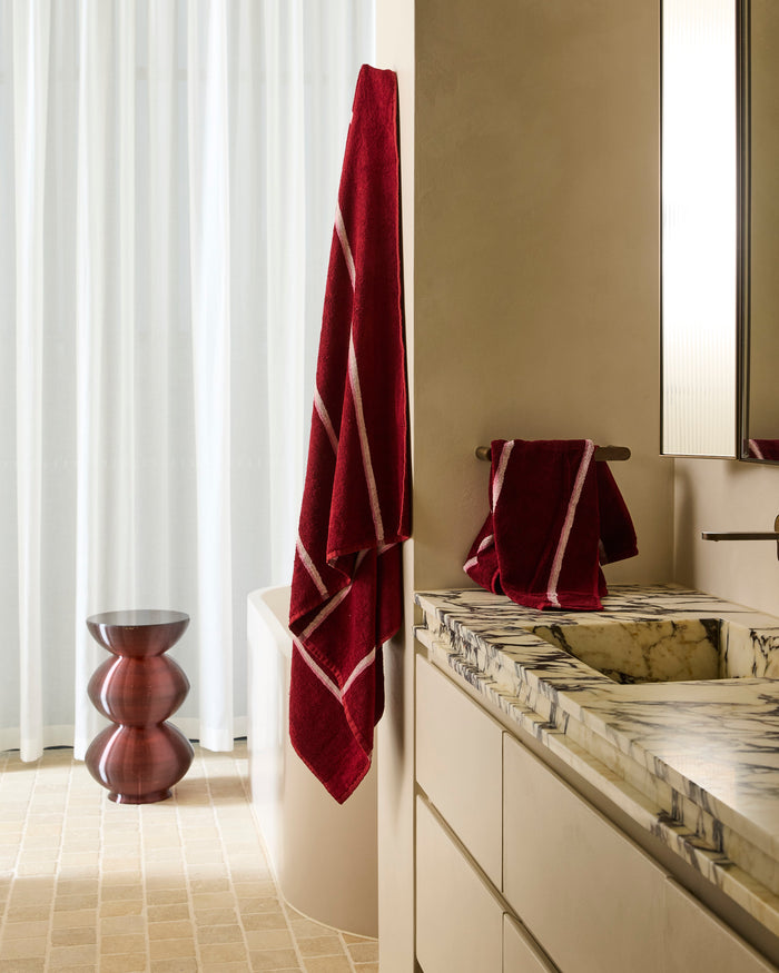Ruby Rose Stripe Bamboo Terry Hand Towel