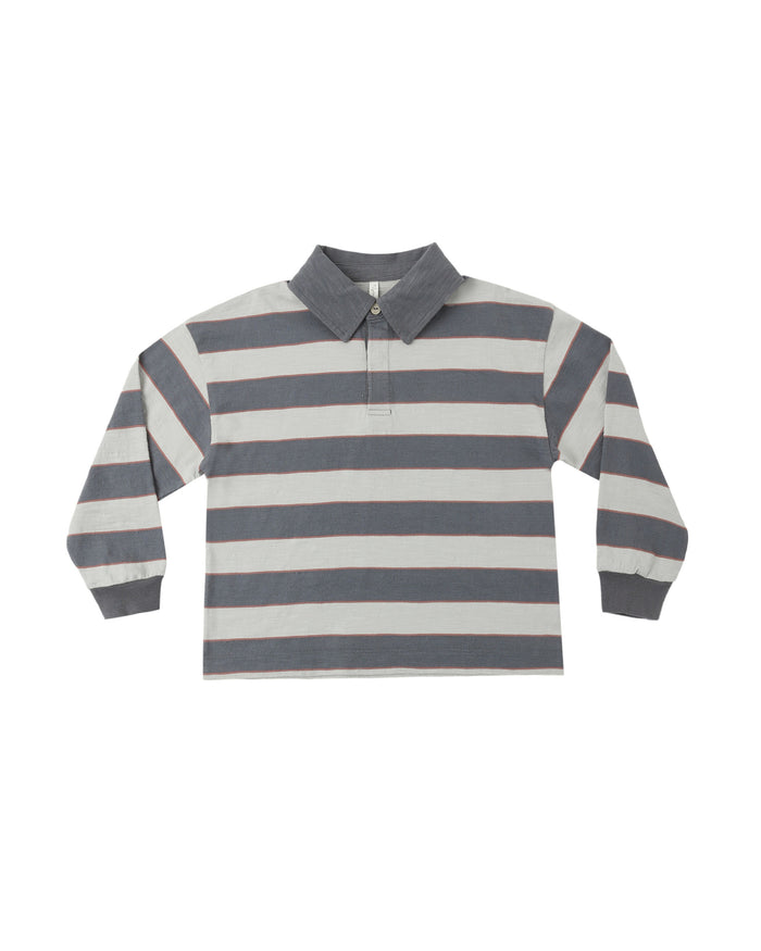 Rugby Polo Sage Stripe - Wee Bee Baby Boutique