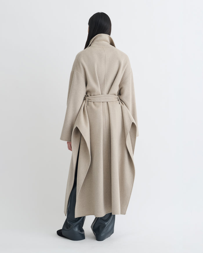 Salima - Double Wool Robe Coat - Stone