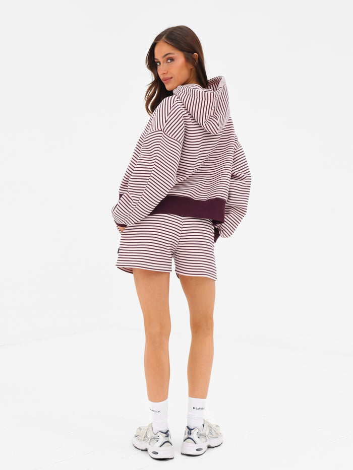 Shay Striped Hoodie - Dark Plum