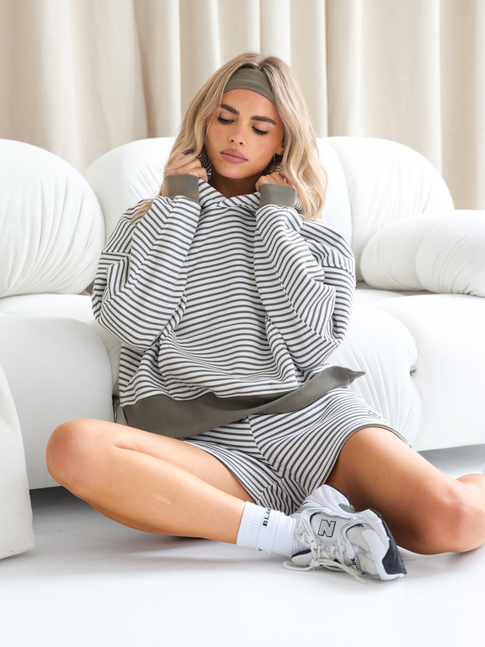 Shay Striped Hoodie - Safari Green