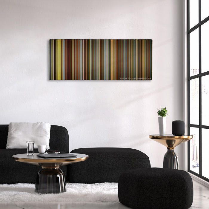 Side Effects color palette canvas above a black sofa with a gold-topped table