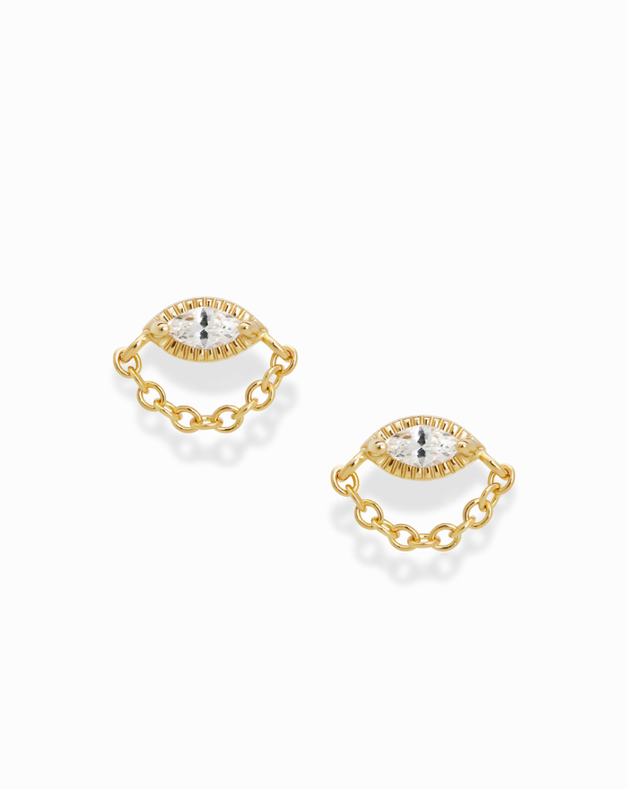 Simone Chain Studs - Mod + Jo - Jewelry built to last, advanced plating technology