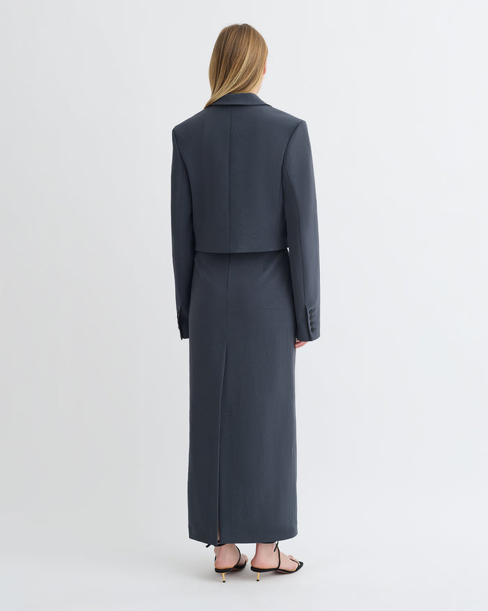 Sinead - Cropped Paper Jersey Blazer - Dusty Blue