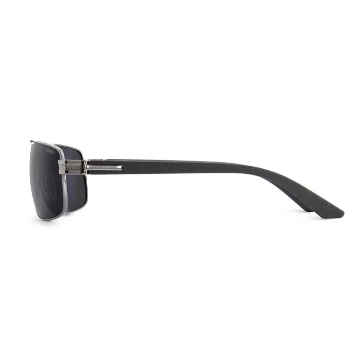 Side view of Sinner Durness wire framed polarised sunglasses showing the extended arms
