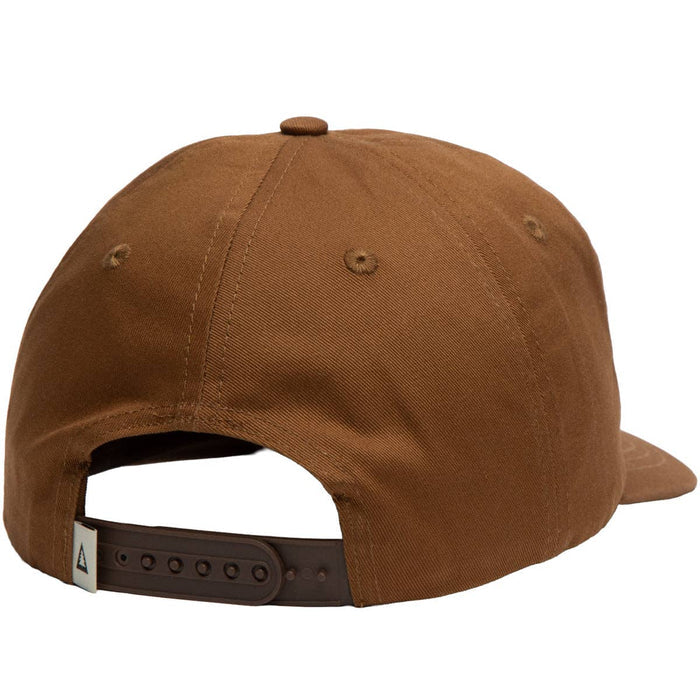 Smokey's Reminder brown five panel trucker hat rear view with adjustable strap