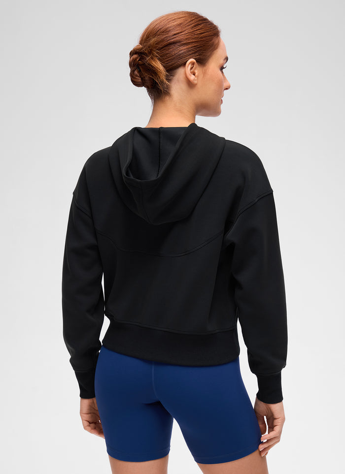 CRZ YOGA Women's SoftAura Casual Full Zip Waist Length Pocket Hoodie Black