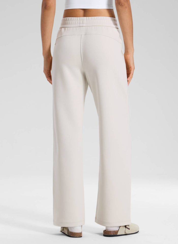 CRZ YOGA Women's SoftAura Casual High Rise Pocket Sweatpant 32" Milky White