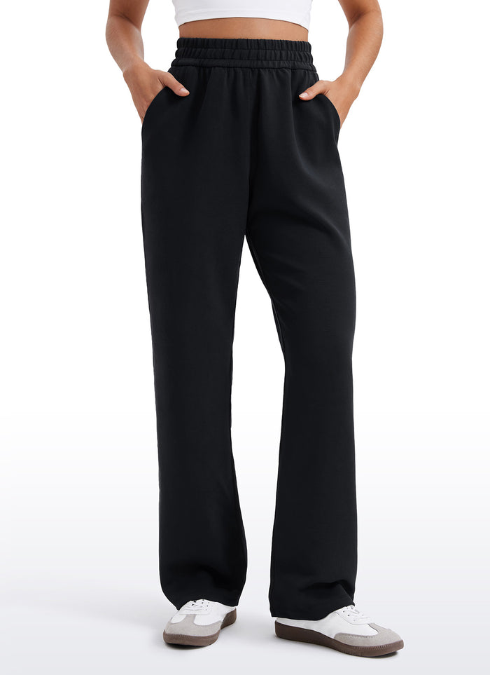 CRZ YOGA Women's SoftAura Casual High Rise Pocket Sweatpant 32" Black