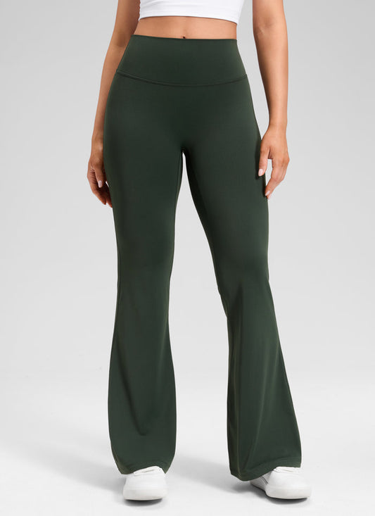 CRZ YOGA Women's Softretch High Rise No Front Seam Flare Legging 29" Legend Green