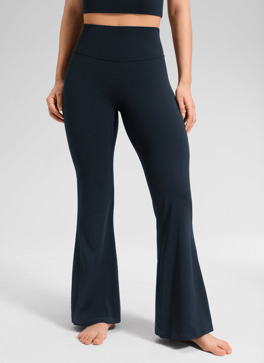 CRZ YOGA Women's Softretch High Rise No Front Seam Flare Legging 31" True Navy