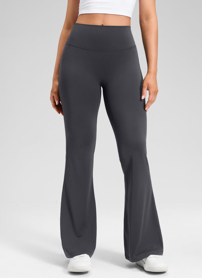 CRZ YOGA Women's Softretch High Rise No Front Seam Flare Legging 31" Graphite Grey