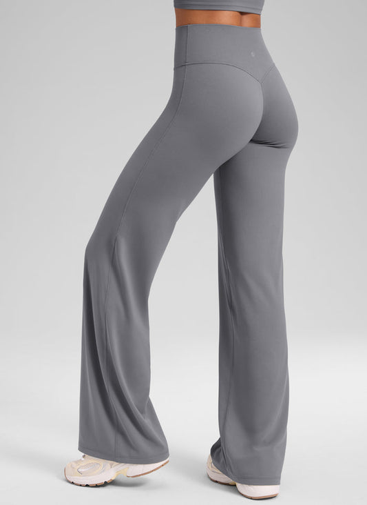 CRZ YOGA Women's Softretch Workout No Front Seam Wide Leg Pant 28" Solar Grey