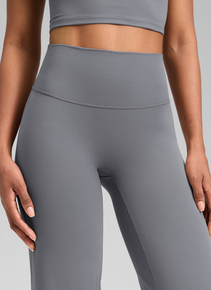 CRZ YOGA Women's Softretch Workout No Front Seam Wide Leg Pant 28" Solar Grey