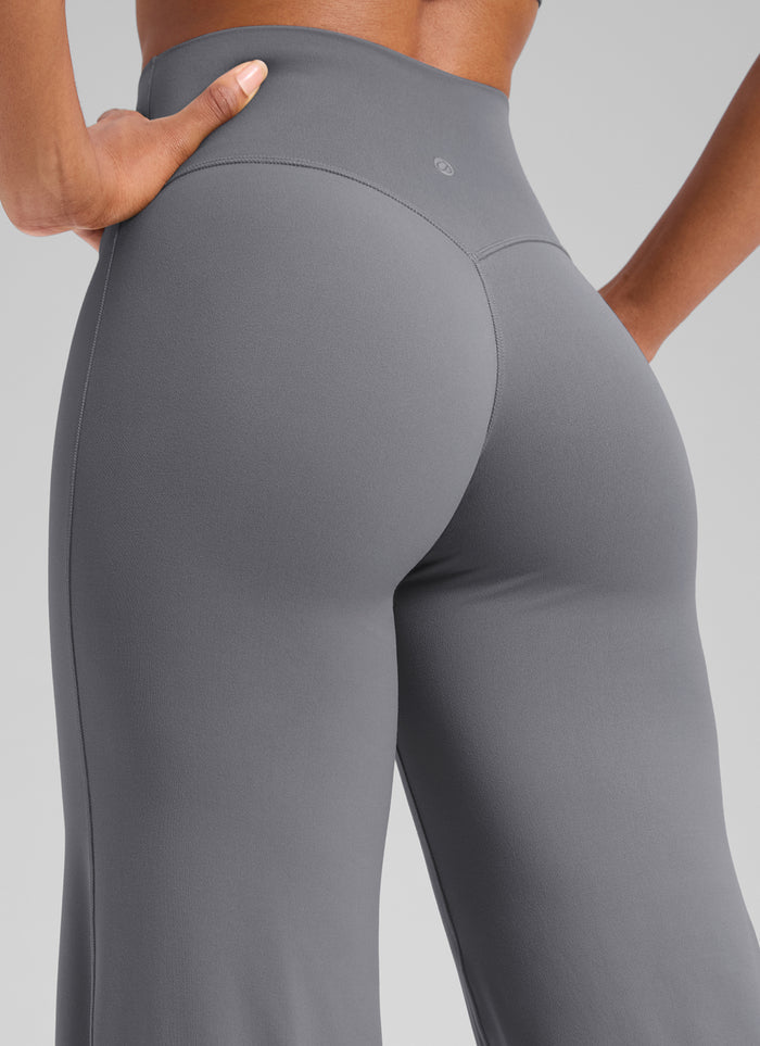 CRZ YOGA Women's Softretch Workout No Front Seam Wide Leg Pant 28" Solar Grey