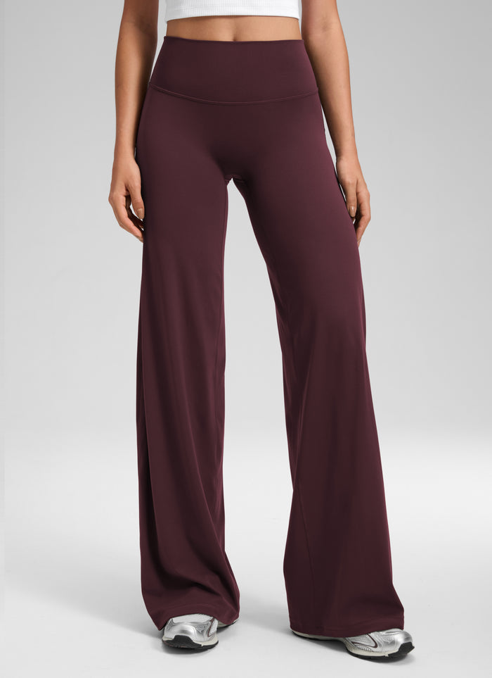 CRZ YOGA Women's Softretch Workout No Front Seam Wide Leg Pant 32" Ripe Plum