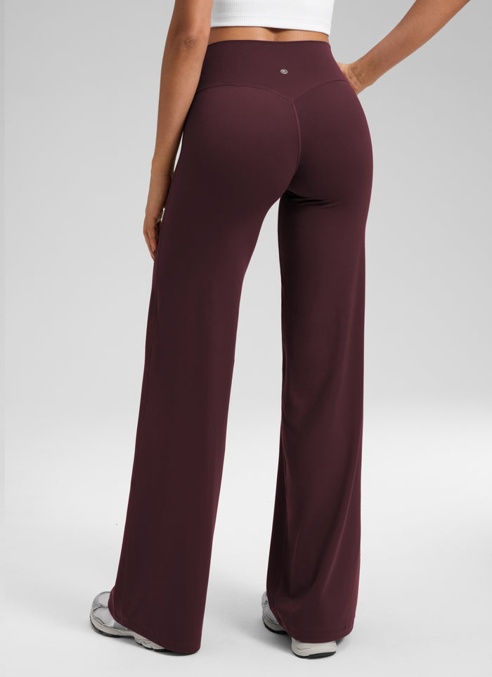 CRZ YOGA Women's Softretch Workout No Front Seam Wide Leg Pant 32" Ripe Plum