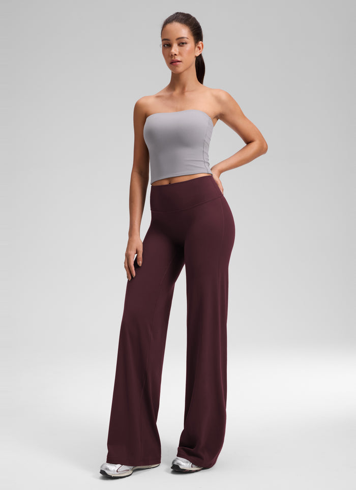CRZ YOGA Women's Softretch Workout No Front Seam Wide Leg Pant 32" Ripe Plum