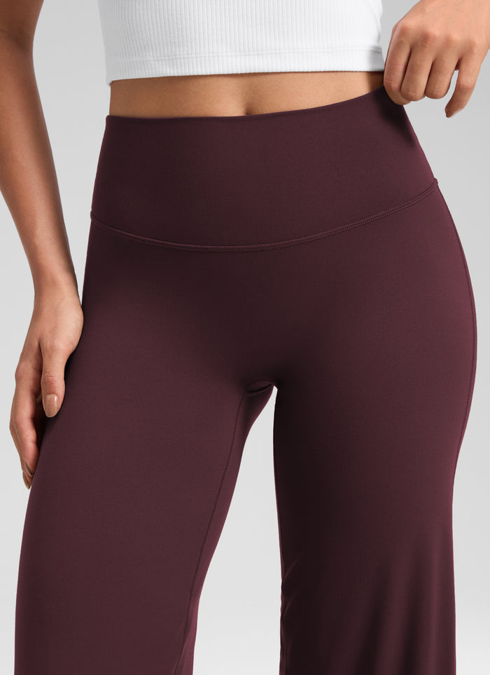 CRZ YOGA Women's Softretch Workout No Front Seam Wide Leg Pant 32" Ripe Plum
