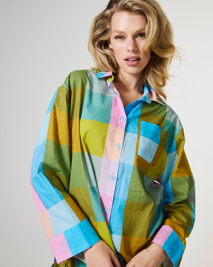 Sorbet Tartan Adult Organic Cotton Long Sleeve Shirt & Pant Pyjama Set