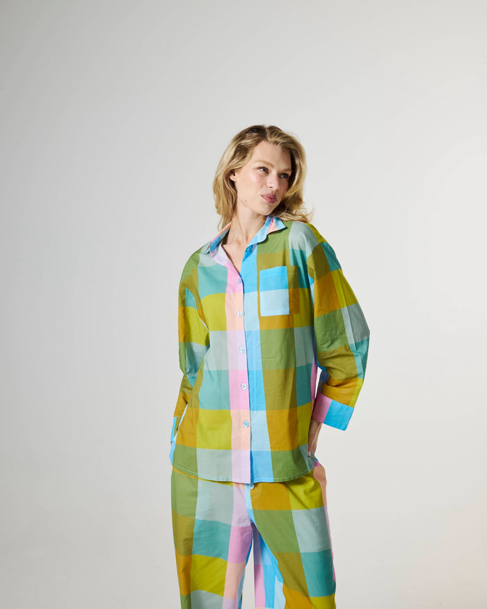 Sorbet Tartan Adult Organic Cotton Long Sleeve Shirt & Pant Pyjama Set