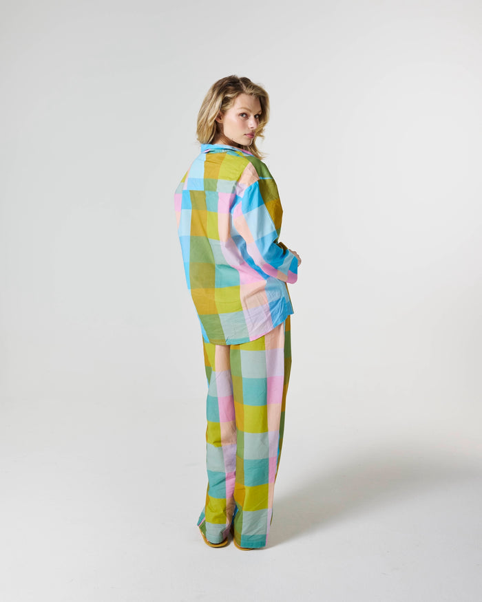 Sorbet Tartan Adult Organic Cotton Long Sleeve Shirt & Pant Pyjama Set