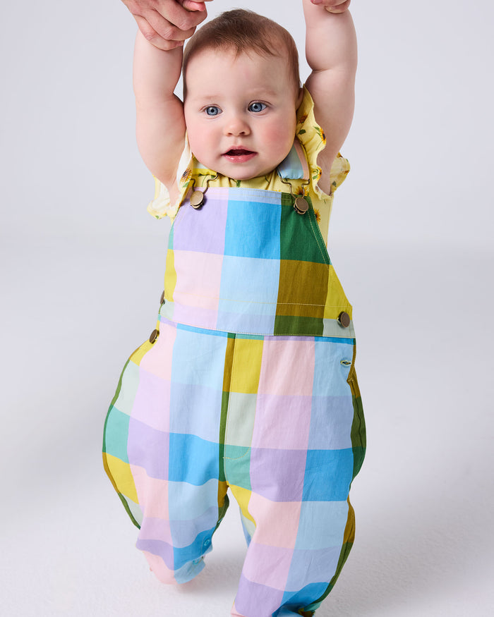 Sorbet Tartan Baby Cotton Drill Overalls