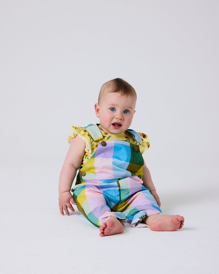 Sorbet Tartan Baby Cotton Drill Overalls