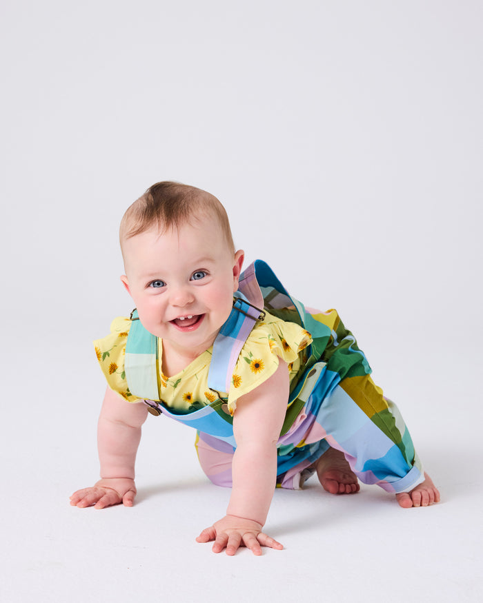 Sorbet Tartan Baby Cotton Drill Overalls