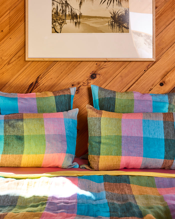 Sorbet Tartan Linen European Pillowcases