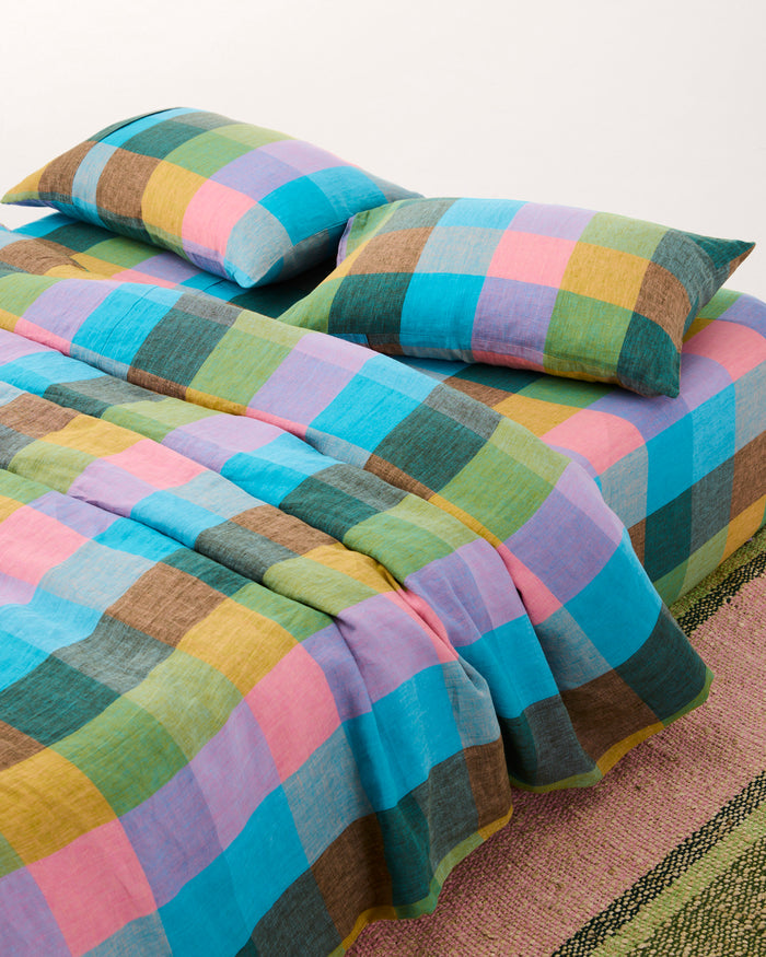 Sorbet Tartan Linen Pillowcases