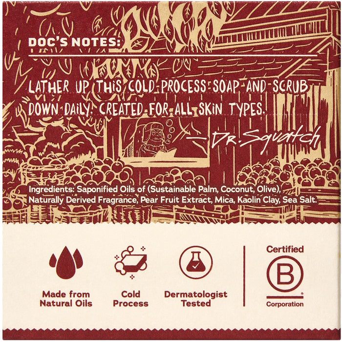 Spiked Cider bar soap packaging with vintage style artwork and ingredient list.