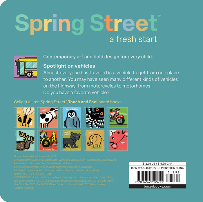 Spring Street Touch and Feel: Vehicles by Boxer Books - Wee Bee Baby Boutique