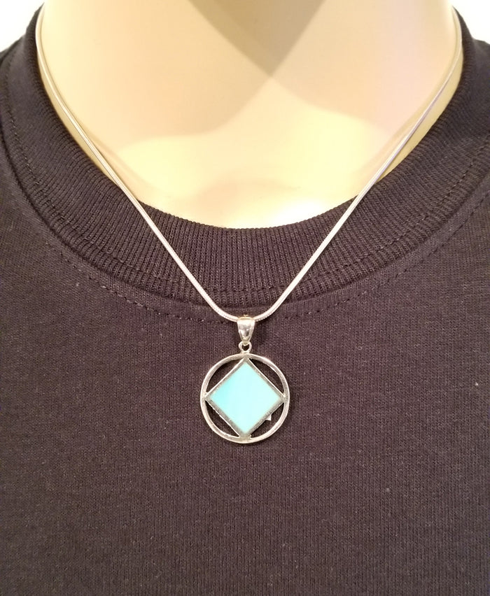 ssj006- Medium Silver & Blue Pendant