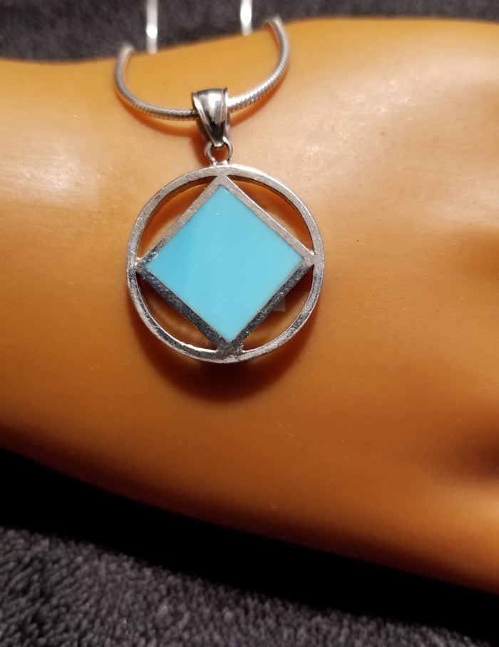 ssj006- Medium Silver & Blue Pendant