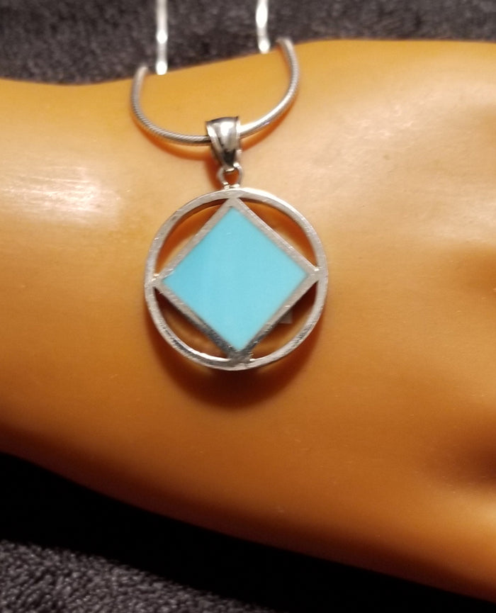ssj006- Medium Silver & Blue Pendant