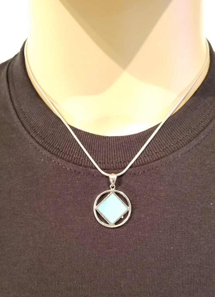 ssj006- Medium Silver & Blue Pendant