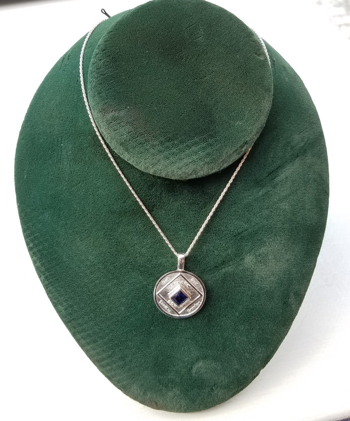 ssj010- NA Medallion w/ Blue Gem Pendant