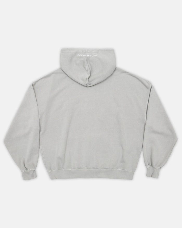 STARS HOODIE PALE GREY - pale grey star print hoodie, back view - Cold Culture