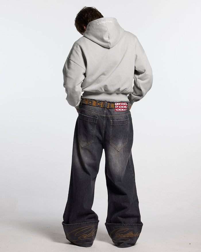 STARS HOODIE PALE GREY - pale grey star print hoodie, back view on male model - Cold Culture #man