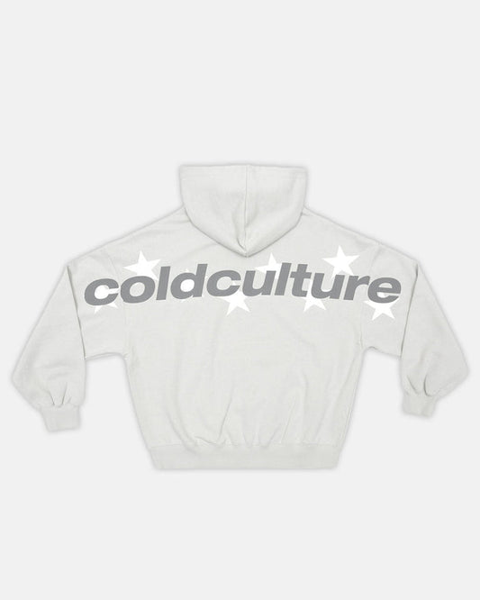 STELLAR HOODIE LIGHT GREY - light grey oversized hoodie, back view - Cold Culture
