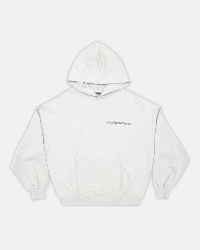 STELLAR HOODIE LIGHT GREY - light grey oversized hoodie, front view - Cold Culture